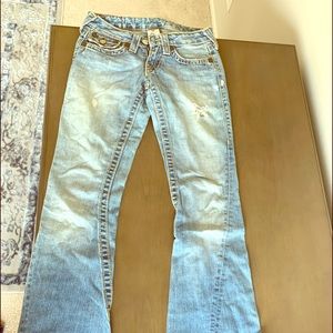 Light blue distressed True Religion jeans